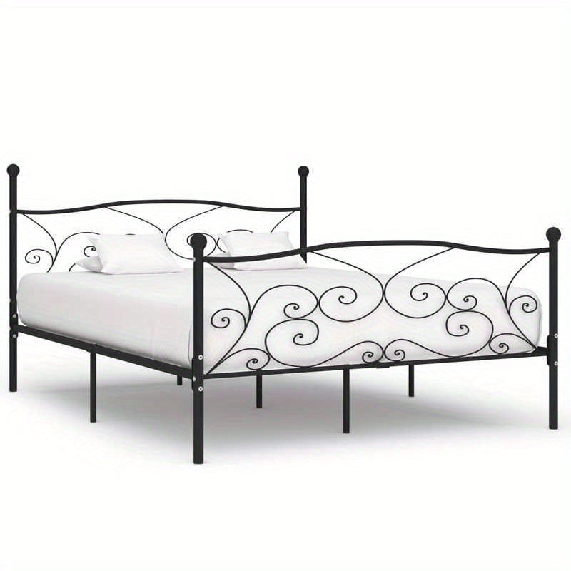 Heavy-Duty Metal Bed Frame - Full/Double Size (200x200cm/ 78x79in), Tool-Free Assembly, Sturdy Non-Wood Platform Bed Base for Modern, Minimalist, Industrial, or Scandinavian Bedrooms - Easy Assembly & Space-Saving Design, Bed