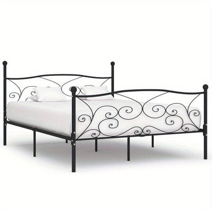 Heavy-Duty Metal Bed Frame - Full/Double Size (200x200cm/ 78x79in), Tool-Free Assembly, Sturdy Non-Wood Platform Bed Base for Modern, Minimalist, Industrial, or Scandinavian Bedrooms - Easy Assembly & Space-Saving Design, Bed