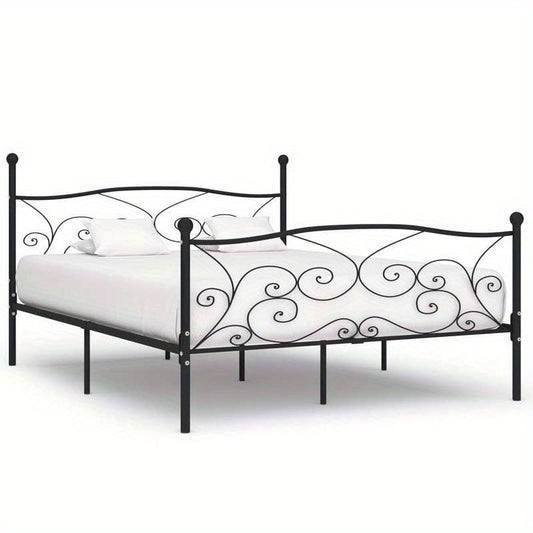 Heavy-Duty Metal Bed Frame - Full/Double Size (200x200cm/ 78x79in), Tool-Free Assembly, Sturdy Non-Wood Platform Bed Base for Modern, Minimalist, Industrial, or Scandinavian Bedrooms - Easy Assembly & Space-Saving Design, Bed