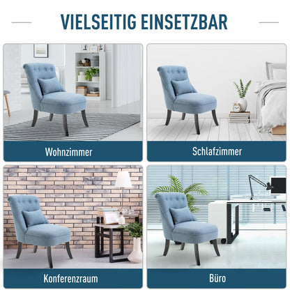 Fauteuil – Relaxfauteuil – Leunstoel – TV Stoel – Zitstoel – Linnen Bekleding – Rugkussen – 52,5x69x77 cm – Massief Rubberhout