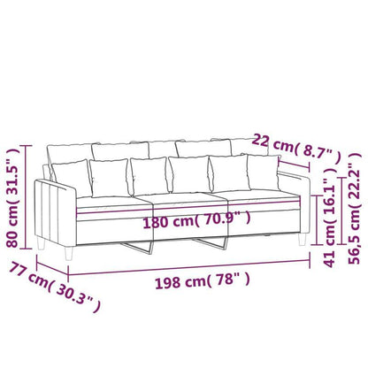 3-zits Sofa – Driezitsbank – Relaxbank – Loungesofa – Lichtgrijs – Velvet Bekleding – 180 cm Lengte – Stevig Houten Frame