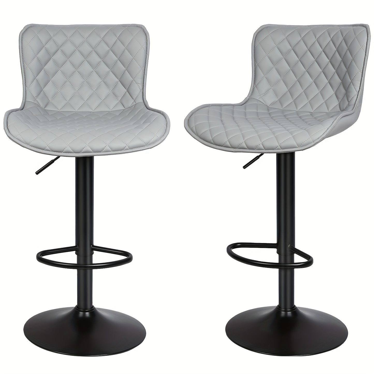 Barstoel – Barkruk – Barstoeltje – Keukenkruk – Barkrukken Set – 360° Draaibaar – Verstelbare Hoogte – PU Leder Bekleding – Metaal Frame – Lichtgrijs