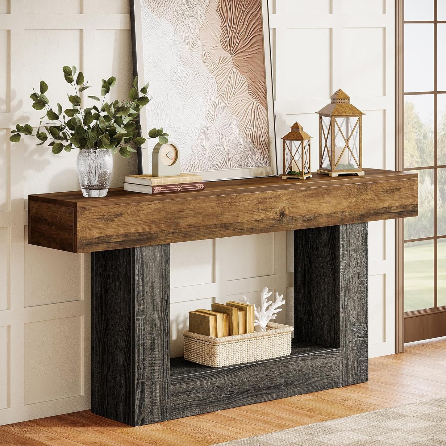 Sidetable – Haltafel – Banktafel – Bijzettafel – Tv-meubel – Landelijke stijl – 160 cm breed – Verstelbare poten