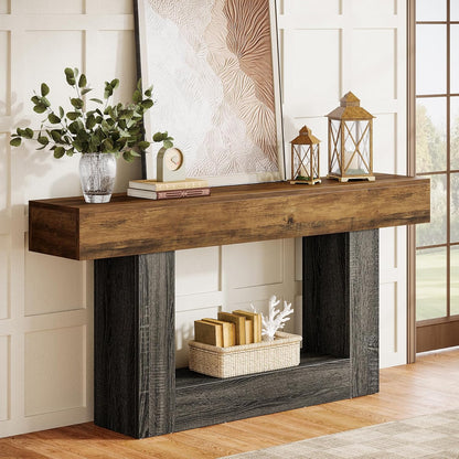 Sidetable – Haltafel – Banktafel – Bijzettafel – Tv-meubel – Landelijke stijl – 160 cm breed – Verstelbare poten