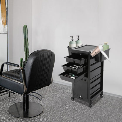 Heavy-Duty Rolling Salon Storage Cart with 6 Trays & 2 Baskets - Mobile Beauty Organizer with Locking Wheels, Large Capacity Salon Cart, Sturdy Metal Frame & ABS Construction, Space-Saving Design for Salon, Spa, Barber Shop,
