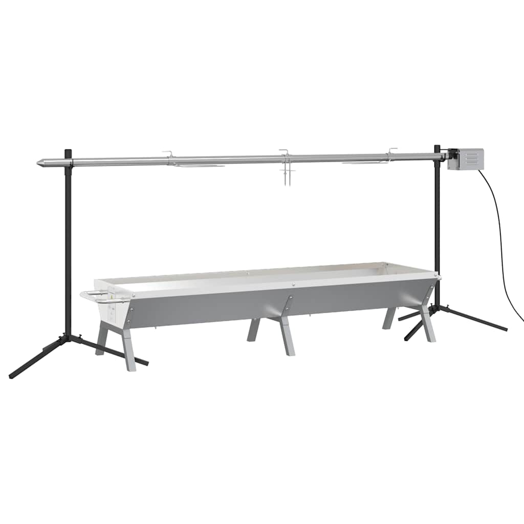 Automatische Houtskoolbarbecue – Elektrische BBQ – Grill – Houtskoolgrill – Buitenbarbecue – 207x45x83 cm – RVS Materiaal – Motor voor Automatisch Draaien