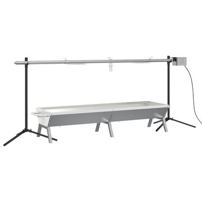 Automatische Houtskoolbarbecue – Elektrische BBQ – Grill – Houtskoolgrill – Buitenbarbecue – 207x45x83 cm – RVS Materiaal – Motor voor Automatisch Draaien