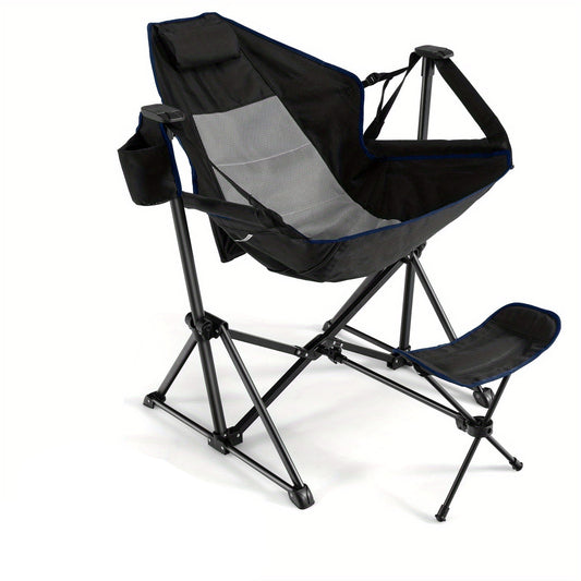 Campingstoel – Klapstoel – Vouwstoel – Lounge Stoel – Relaxstoel – Inklapbaar – Verstelbare Rugleuning – Uitschuifbare Voetensteun