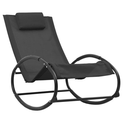 Lounge Chair with Cushion Made of Steel And Textilene in Black, Suitable for Balconies, Terraces, Backyards, Pools, And Beaches.