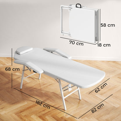 Homcom portable massage -foldable massage lying with synthetic leather cover foam padding steel frame white,  Foldable Design, Lightweight Design, Adjustable Headrest, Spa Professionals