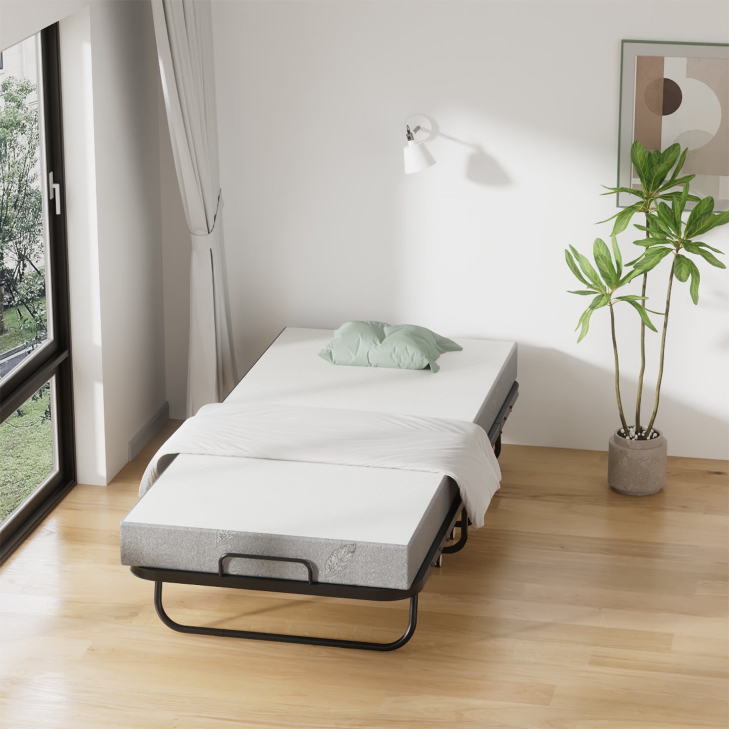 Opvouwbaar Bed – Logeerbed – Vouwbed – Opklapbed – Reisbbed – Metalen Frame – 90x200 cm – 13 cm Schuimmatras – Draagkracht 200 kg