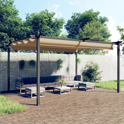Tuinpaviljoen – Tuinoverkapping – Pergola – Tuinkamer – Prieel – Taupe 4x3x2,2m – Stalen Frame – Inklapbaar UV- en Waterbestendig Dak