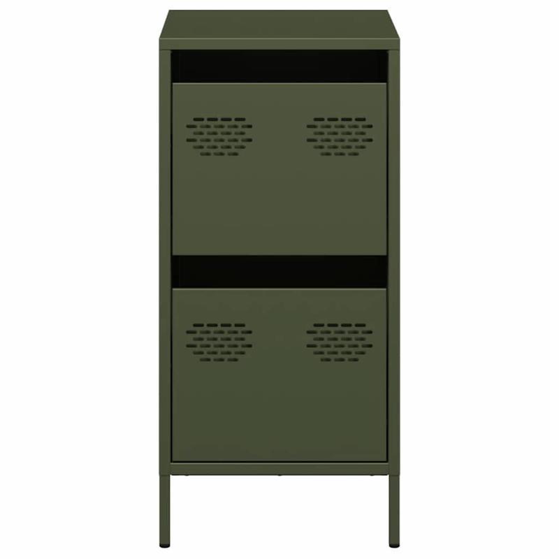Modern Olive Green Metal Sideboard Cabinet with 3 Drawers & 2 Shelves - Contemporary Design, Cold-Rolled Steel, Removable Top Shelf, 35x39x73.5cm, Perfect for Living Room or Bedroom, Sideboard Cabinet, Bedroom Storage, Minima