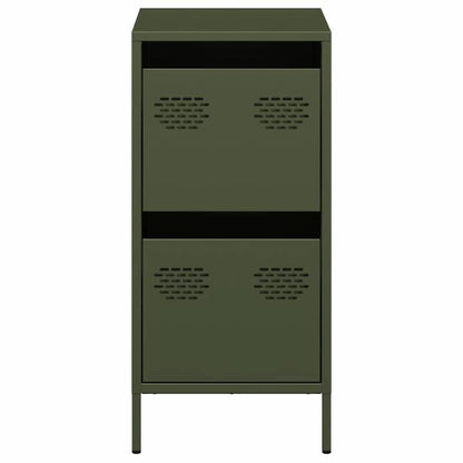 Modern Olive Green Metal Sideboard Cabinet with 3 Drawers & 2 Shelves - Contemporary Design, Cold-Rolled Steel, Removable Top Shelf, 35x39x73.5cm, Perfect for Living Room or Bedroom, Sideboard Cabinet, Bedroom Storage, Minima