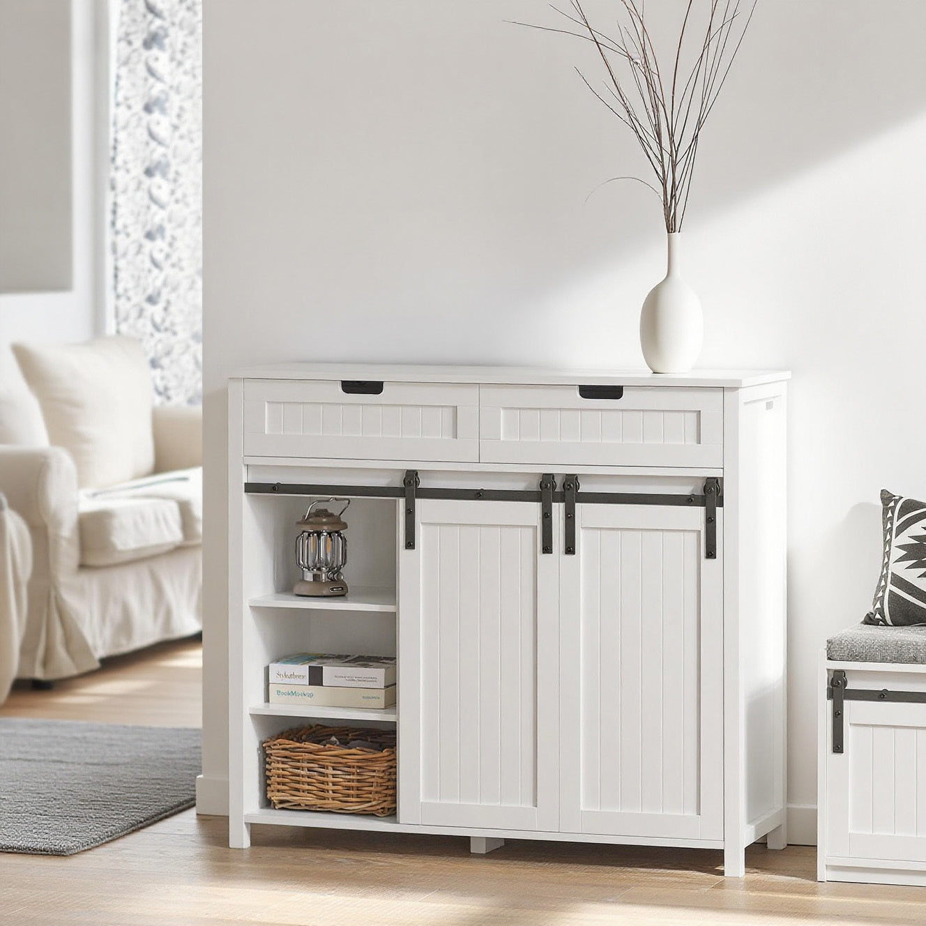 Dressoir – Opbergkast – Kastenmeubel – Kast Met Schuifdeuren – Sideboard – Compact Design 104x35x93 cm – MDF & Vezelplaat