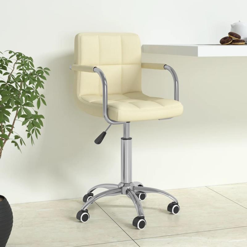 Swivel Office Chair in Cream Fabric – Stylish Design with 360° Rotation, Easy to Move with Wheels – Perfect for Home, Office, Bar, or Dining Room Use