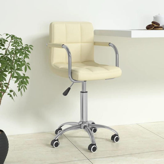 Swivel Office Chair in Cream Fabric – Stylish Design with 360° Rotation, Easy to Move with Wheels – Perfect for Home, Office, Bar, or Dining Room Use