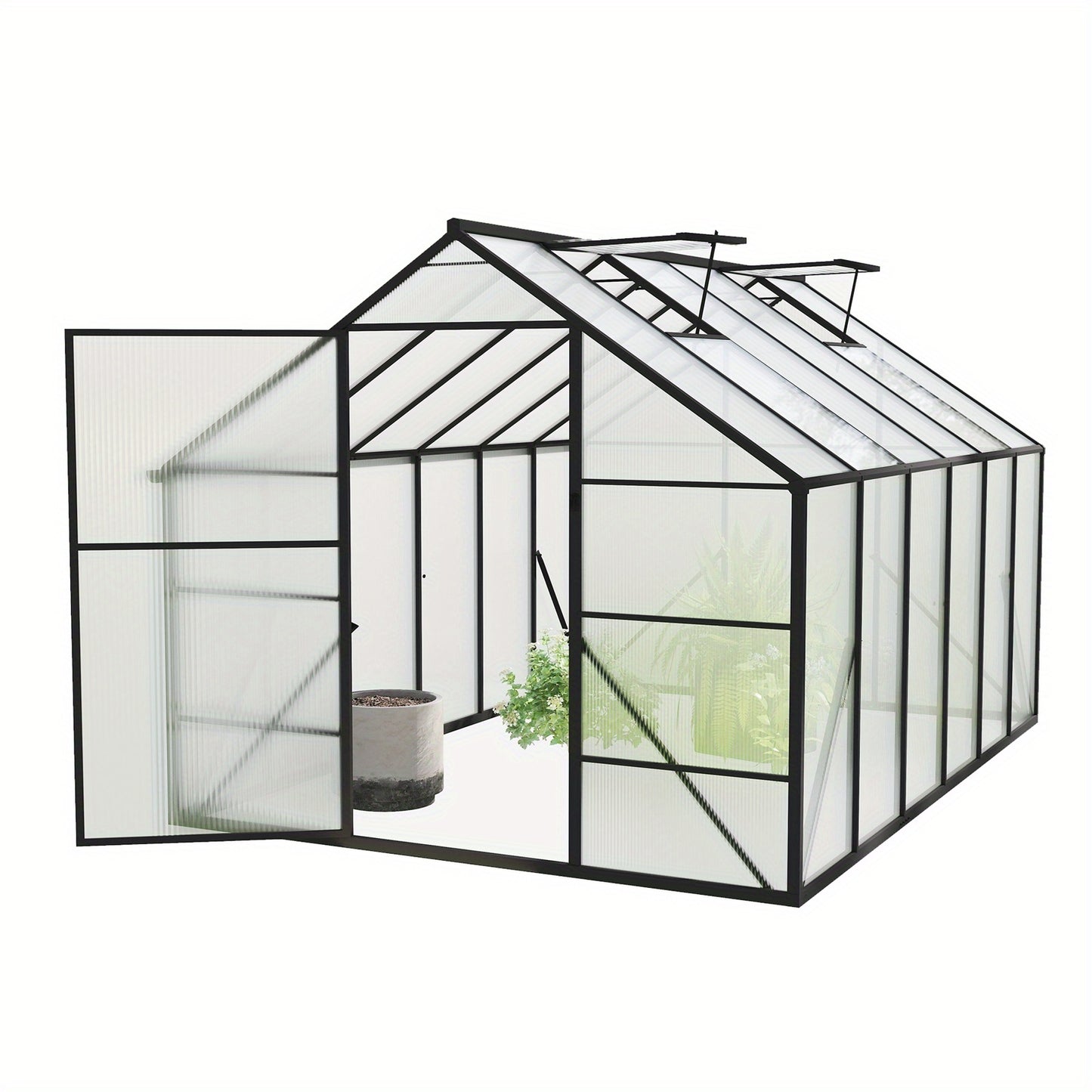Aluminium Kweekkas – Serre – Groentekas – Plantenkas – Tuinkas – 310x250x205 cm – Stevig Aluminium Frame – PC Panelen Met Ventilatie