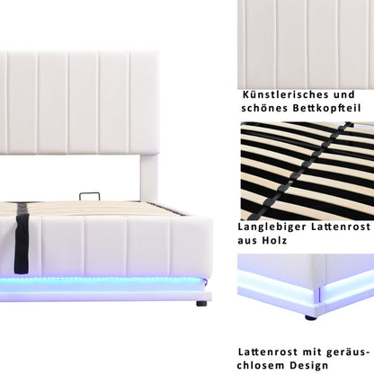 Tweepersoons Bedframe – Slaapbank – Bedframe Met Hoofdbord – Boxspringvloer – Bedframe 160x200cm – Verstelbaar Hoofdbord – Stevig Metalen Lattenbodem
