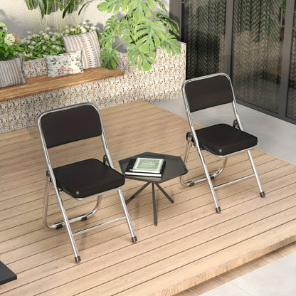 Set van 4 Comfortabele Opvouwbare Stoelen – Leren Bezoekersstoelen en Eetkamerstoelen – Padded Keukenstoelen voor Binnen, Buiten en Vergaderruimtes, Zwart
