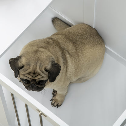 Hondenbench – Hondenkooi – Hondenhok – Bench Voor Middelgrote Honden – Dierenbench – Wit – Aluminium – 80x50x56,5 cm – Met Deur En Transportfunctie