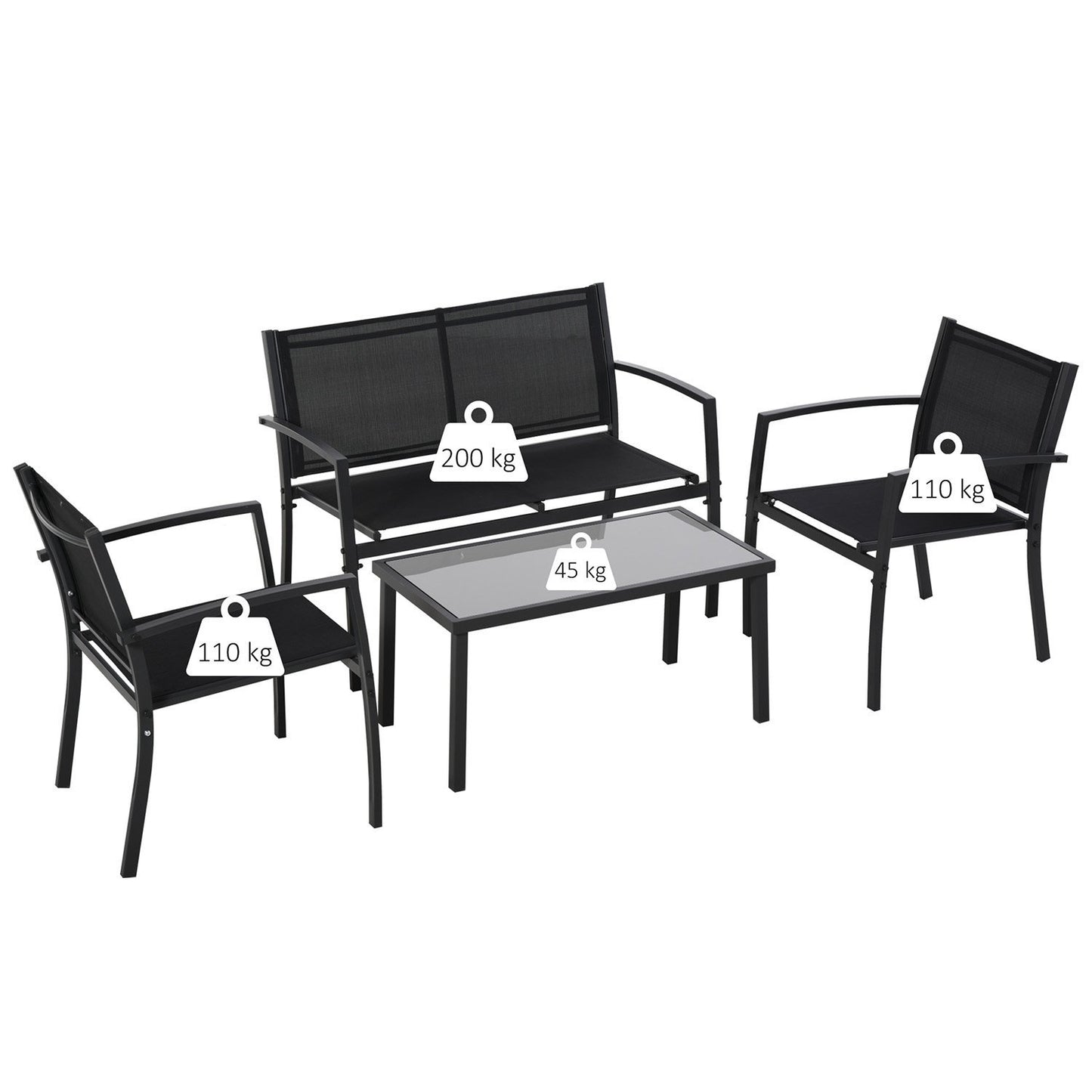 Tuinmeubelen – Loungeset – Zitgroep – Loungebank – Tuinset – Met Metalen Frame – Textilene Bekleding