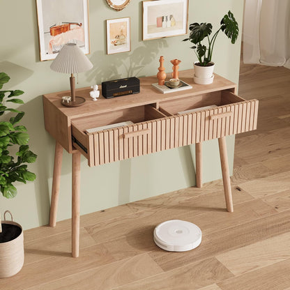 Houten Kaptafel – Make-uptafel – Schoonheidstafel – Sidetable – Bureau – Duurzaam Natuurlijk Hout – Twee Ruime Laden