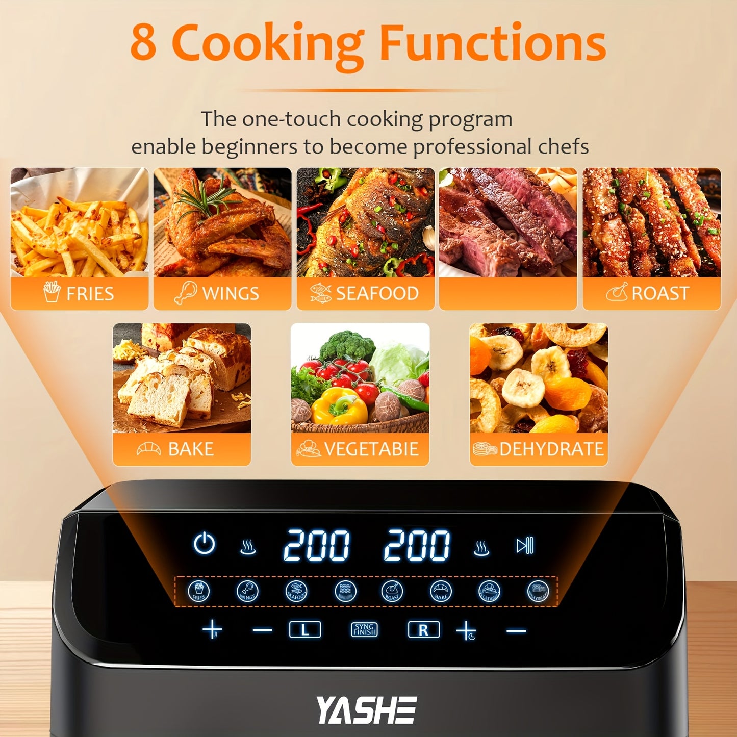 Airfryer – Heteluchtfriteuse – Fryer – Dubbele Airfryer – Luchtfriteuse – 9 Liter – 8-in-1 Instellingen – Touchscreen Bediening