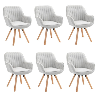 Eetkamerstoelen – Draaibaar Stoelen – Keukenstoelen – Bureaustoelen – Zithoek Stoelen – Set van 6 Beige – 360° Draaibare Zitting – Houten Poten