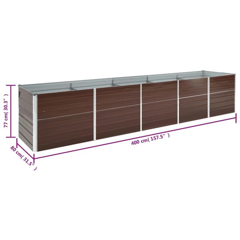 Raised Garden Bed – Verhoogde Tuinbak – Plantenbak – Moestuinbak – Borderbak – Gegalvaniseerd Staal – 400x80x77 cm – Bruin – Eenvoudig In Elkaar Te Zetten – Modern Simpel Design