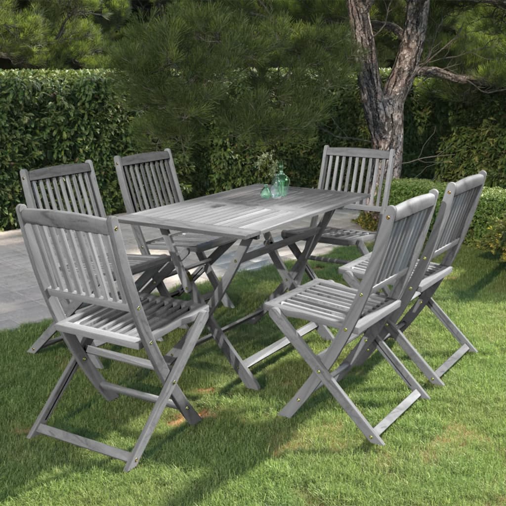 Vidaxl 5/7X Solid Acacia Wooden Garden Set Grey Terrace Set With/Without Armrest