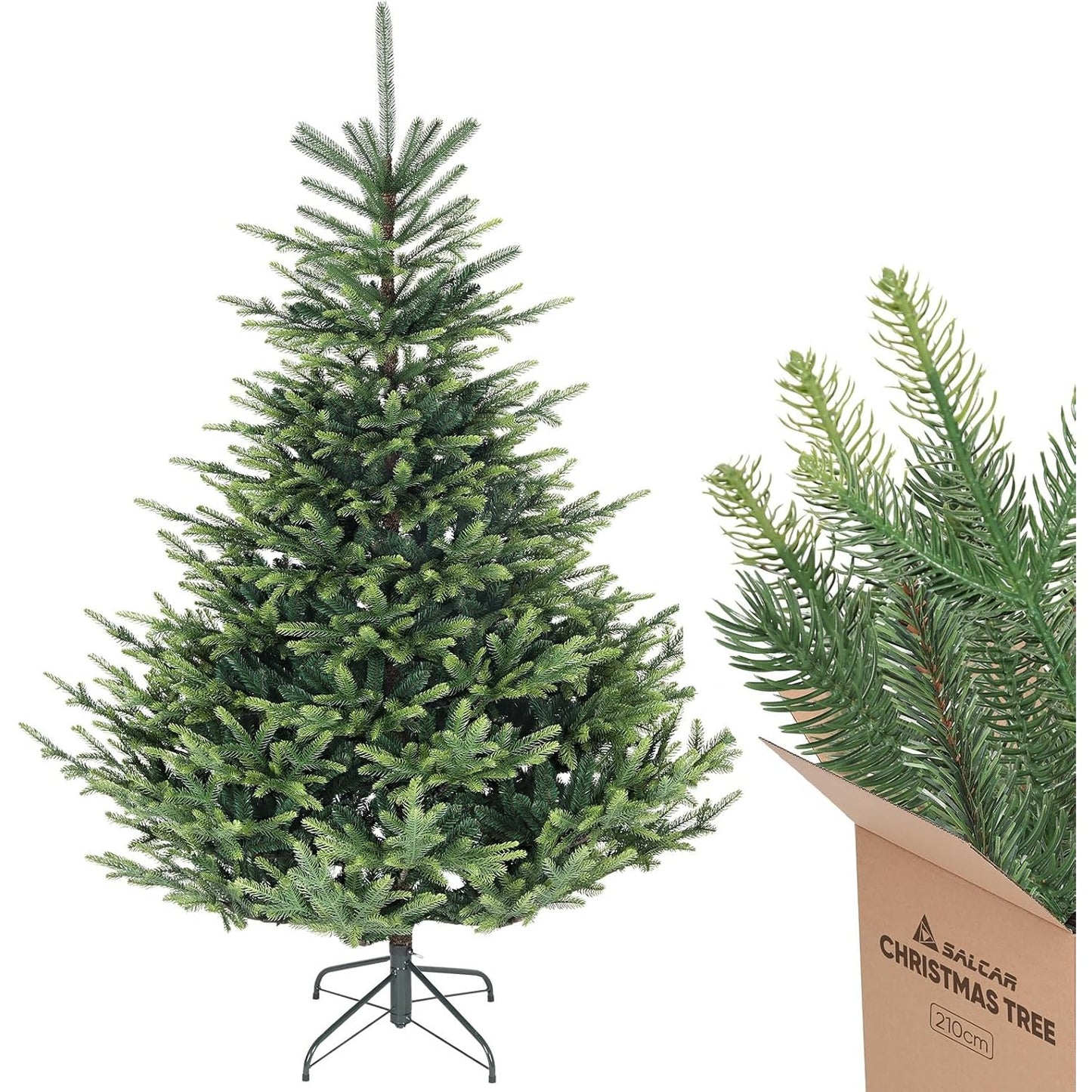 kunstkerstboom – kunstboom – nepkerstboom – kerstboom decoratie – PVC kerstboom – 210 cm – realistisch vouwsysteem – stevige metalen standaard