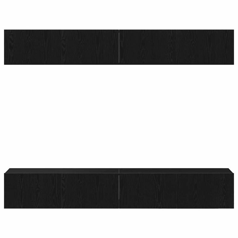 TV Meubel Set – Tv Meubelkast – Tv Dressoir – Mediameubel – Tv Meubel Zwart – Duurzaam Hardhouten Zwart Eikenhout – Compact Ruimtebesparend Ontwerp 100x30 cm