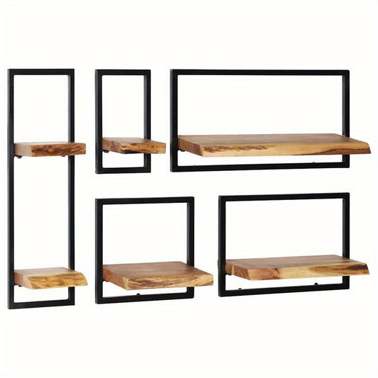 5pcs Mural Set Made of Solid Wood And Steel, Easy to Assemble, Modern Minimalist Design, Adjustable Wall Frame for Small Spaces.