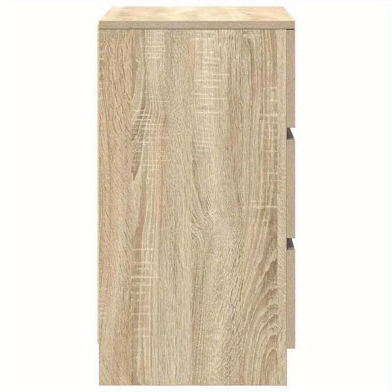 Nachtkastje – Bijzettafel – Nachtkast – Ladekastje – Opbergkast – Set van 2 – 3 Lades – Massief Eikenhout – Compact 39x35x65 cm