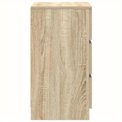 Nachtkastje – Bijzettafel – Nachtkast – Ladekastje – Opbergkast – Set van 2 – 3 Lades – Massief Eikenhout – Compact 39x35x65 cm