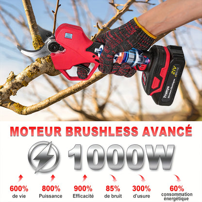 Elektrische Takkenschaar – Snoeischaar – Takkenknipper – Snoeigereedschap – Accu Snoeischaar – Met 2 Batterijen – 1000W Brushless Motor – Roestvrijstalen Messen & Digitaal Display