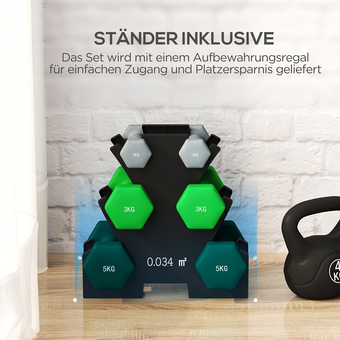 Halterset – Dumbbellset – Dumbbells – Gewichten – Fitnessset – 6-delig – Stevige Metalen Constructie – Inclusief Opbergrek