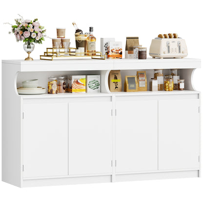 Dressoirkast – Dressoir – Opbergkast – Ladekast – Commode – Wit – 140 cm Breed – 5 Verstelbare Planken
