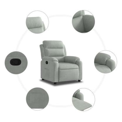 Fauteuil – Lounge Stoel – Zitsessel – Relaxzetel – Lichtgrijs – Handmatig Verstelbare Rugleuning – Stevig Hardhouten Frame