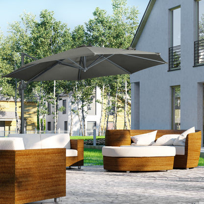 Offset Parasol – Hangparasol – Tuinparasol – Balkonparasol – Zonneparasol – 3 Meter Ø – Kantelbaar en 360° Draaibaar – Grijs Polyester Met Stalen Voet