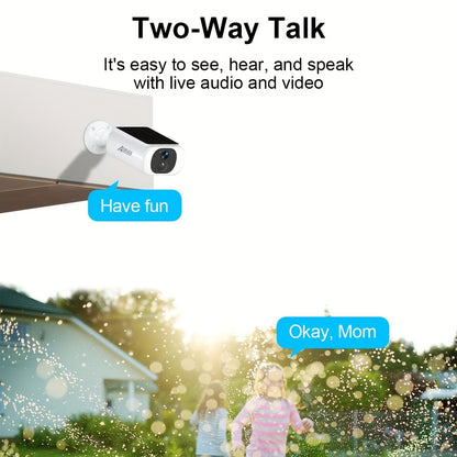 Beveiligingscamera – Camerabewaking – Buitencamera – Draadloze Camera – Bewakingscamera – 2K HD Resolutie – Zonne-energie & Oplaadbare Batterij
