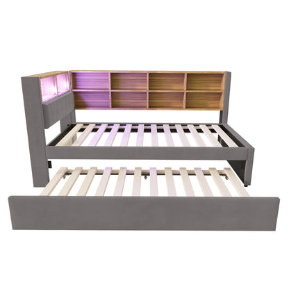 Moderne Slaapbank – Sofa Bed – Slaapbank Met Uitschuifbed – Logeerbank – Slaapbank Met Opbergruimte – Donkergrijs – 2 Persoons Slaapplaatsen 90x200/90x190 cm – Vlekbestendige Flanelstof