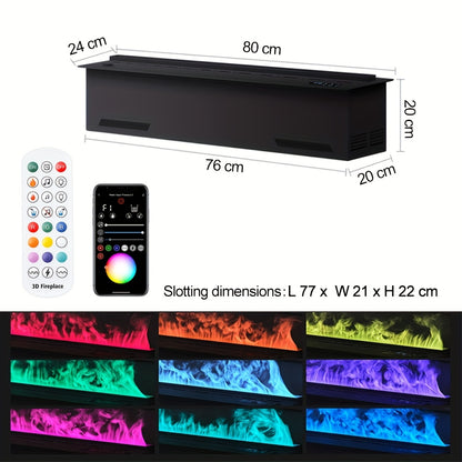 3D Slimme Elektrische Haard – Elektrische Open Haard – Mistkachel – Luchtbevochtiger – Aromatherapie Haard – 80 cm – Realistisch 3D Vuur Met Geluid – Automatische Waterbevochtiging