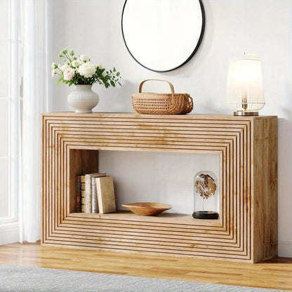 Rustieke Sidetable – Smalle Haltafel – Landelijke Tafel – Opbergtafel – Bijzettafel – Massief Houten Constructie – Ruimtebesparend Ontwerp – 2 Opbergvakken – Eenvoudige Montage