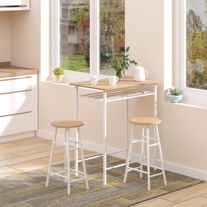 Barset – Barkrukken – Bartafel – Eettafel – Hoogtafel – Wit – Compact Ruimtebesparend Ontwerp – MDF Tafelblad Met Stalen Frame