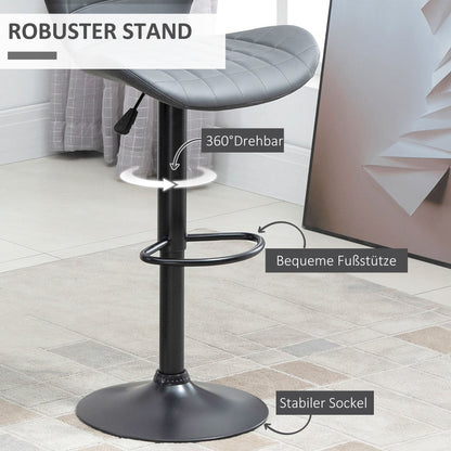 Barkrukken – Barkruk – Barstoelen – Keukenkruk – Bistrokruk – Verstelbare Hoogte – 360° Draaibaar – Kunstleer Grijs