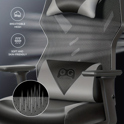 Gamingstoel – Bureaustoel – Gamestoel – Werkstoel – Zwarte Grijs Variant – Ergonomisch Design – Verstelbare 3D Armleuningen