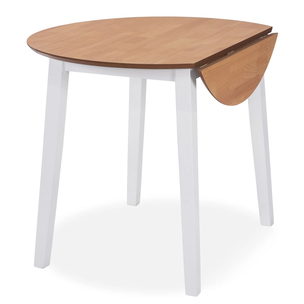 Tuinset – Eettafelset – Diningset – Bistroset – Set van 4 – Zitgroep – MDF Tafelblad – Inklapbare Zijpanelen – Wit/Bruin