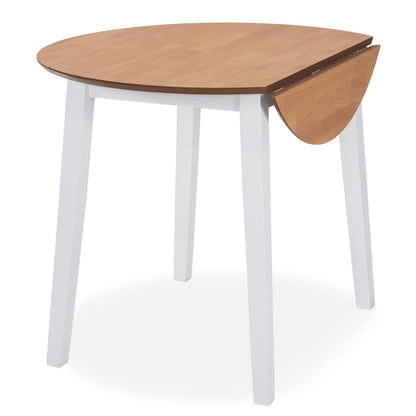 Tuinset – Eettafelset – Diningset – Bistroset – Set van 4 – Zitgroep – MDF Tafelblad – Inklapbare Zijpanelen – Wit/Bruin